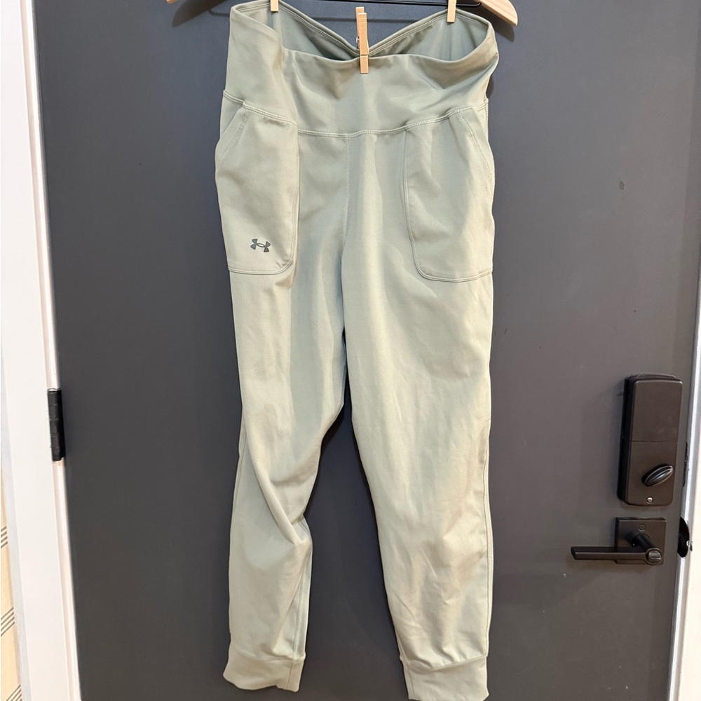 Women’s Under Armour Sage Green High-Waisted Jogger Leggings with Pockets, XL